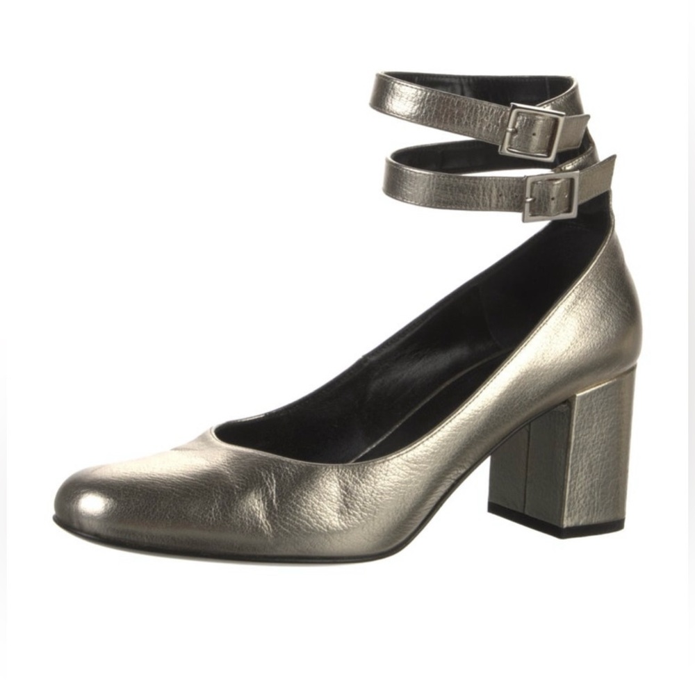 Saint Laurent Gold Block Heel Shoes - Picture 1 of 16